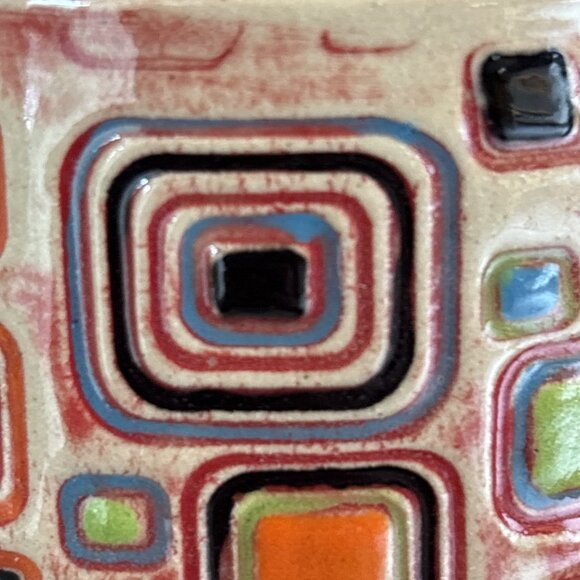 Gypsy Jane Wrapped Pottery Mug Square Abstract Handmade 14 oz - Picture 7 of 10